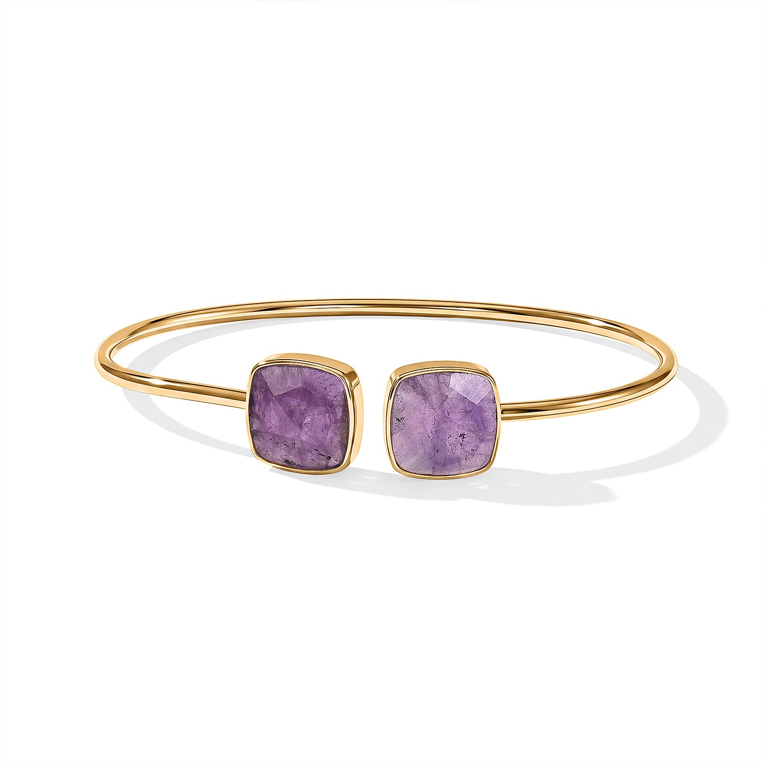 Purple Amethyst Statement Design for Glamorous Style Cuff Bracelet in Goldtone (7.5 In) 11.2ctw