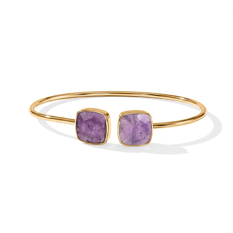 Purple Amethyst Statement Design for Glamorous Style Cuff Bracelet in Goldtone (7.5 In) 11.2ctw