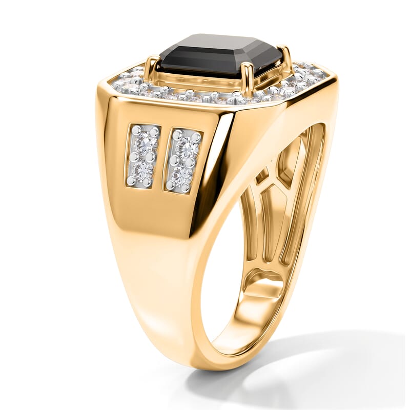 D'Joy Black and White Moissanite 3.35 ctw Men's Ring in 18K Vermeil Yellow Gold Over Sterling Silver (Size 9.0)