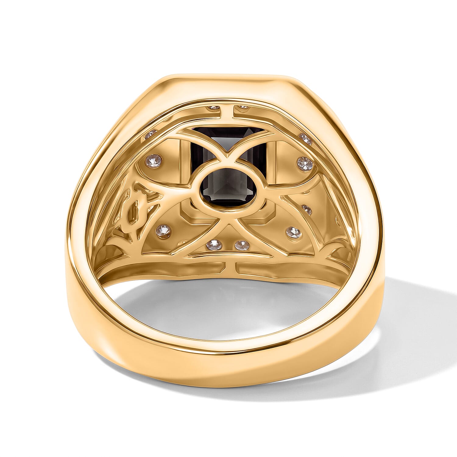 D'Joy Black and White Moissanite 3.35 ctw Men's Ring in 18K Vermeil Yellow Gold Over Sterling Silver (Size 9.0)