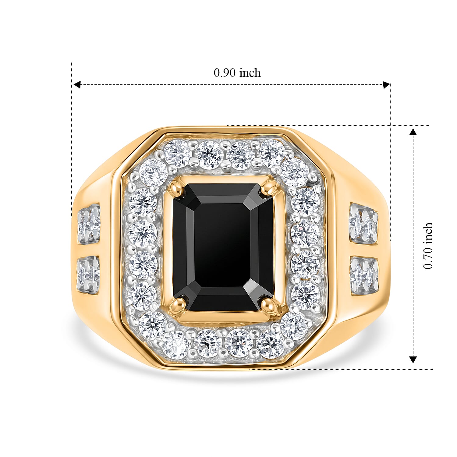 D'Joy Black and White Moissanite 3.35 ctw Men's Ring in 18K Vermeil Yellow Gold Over Sterling Silver (Size 9.0)