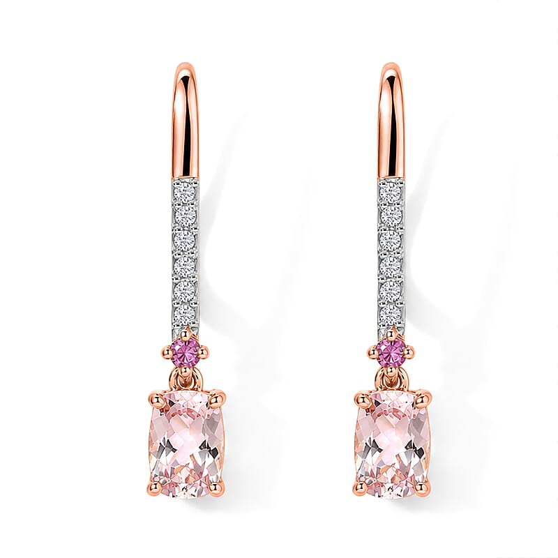 D'Joy Rachel Roy Premium Pink Morganite and Multi Gemstone 2.15 ctw Earrings in 18K Vermeil Rose Gold Over Sterling Silver