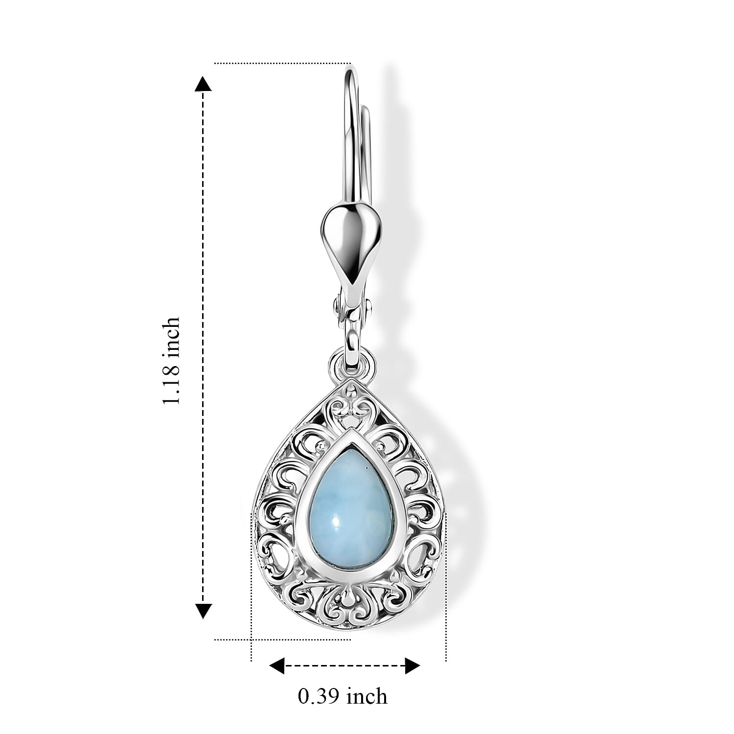 D'Joy Larimar 1.00 ctw Earrings in Rhodium Over Sterling Silver