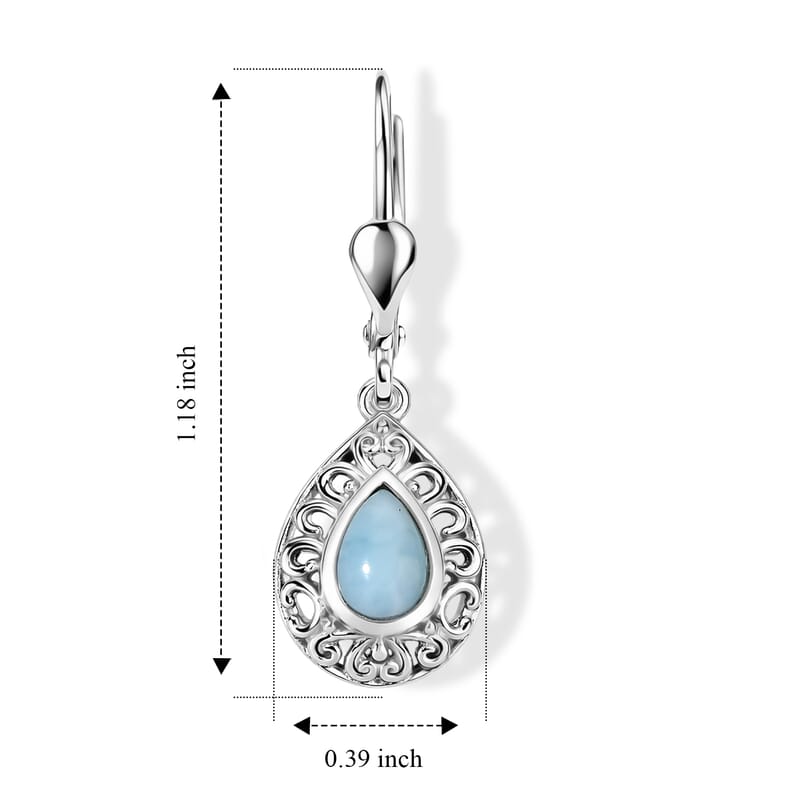 D'Joy Larimar 1.00 ctw Earrings in Rhodium Over Sterling Silver