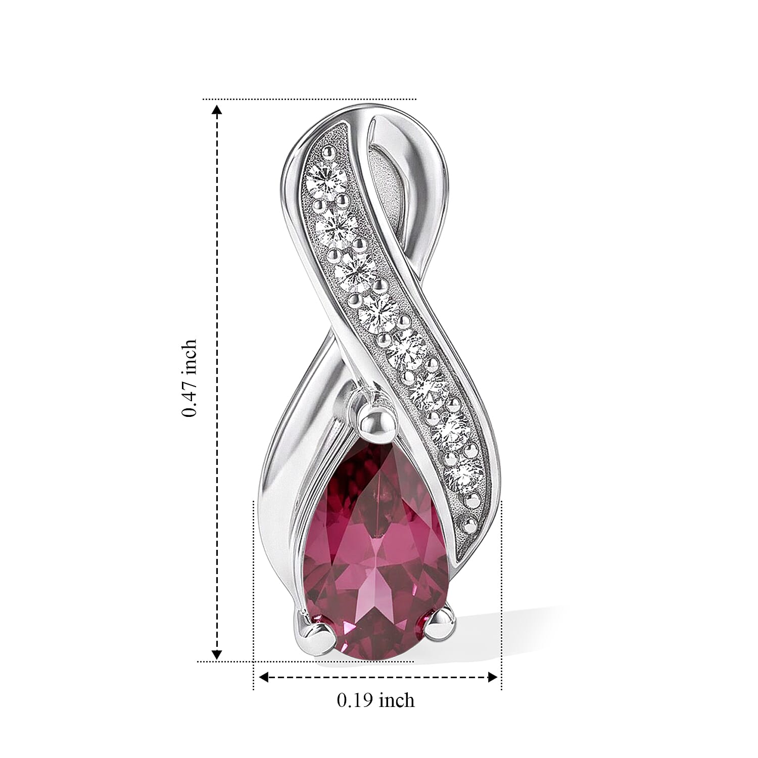 D'Joy Orissa Rhodolite Garnet and White Zircon 0.65 ctw Stud Earrings in Rhodium Over Sterling Silver