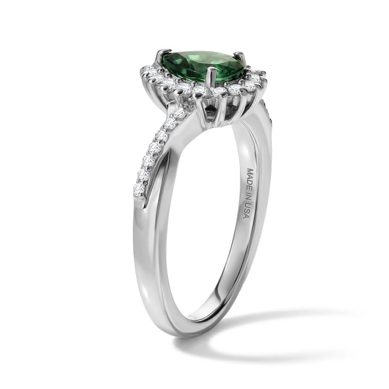D'Joy Natural Green Apatite and White Zircon 1.10 ctw Ring in Rhodium Over Sterling Silver (Size 9.0)