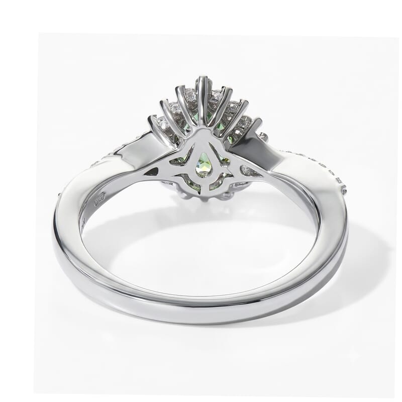 D'Joy Natural Green Apatite and White Zircon 1.10 ctw Ring in Rhodium Over Sterling Silver (Size 9.0)
