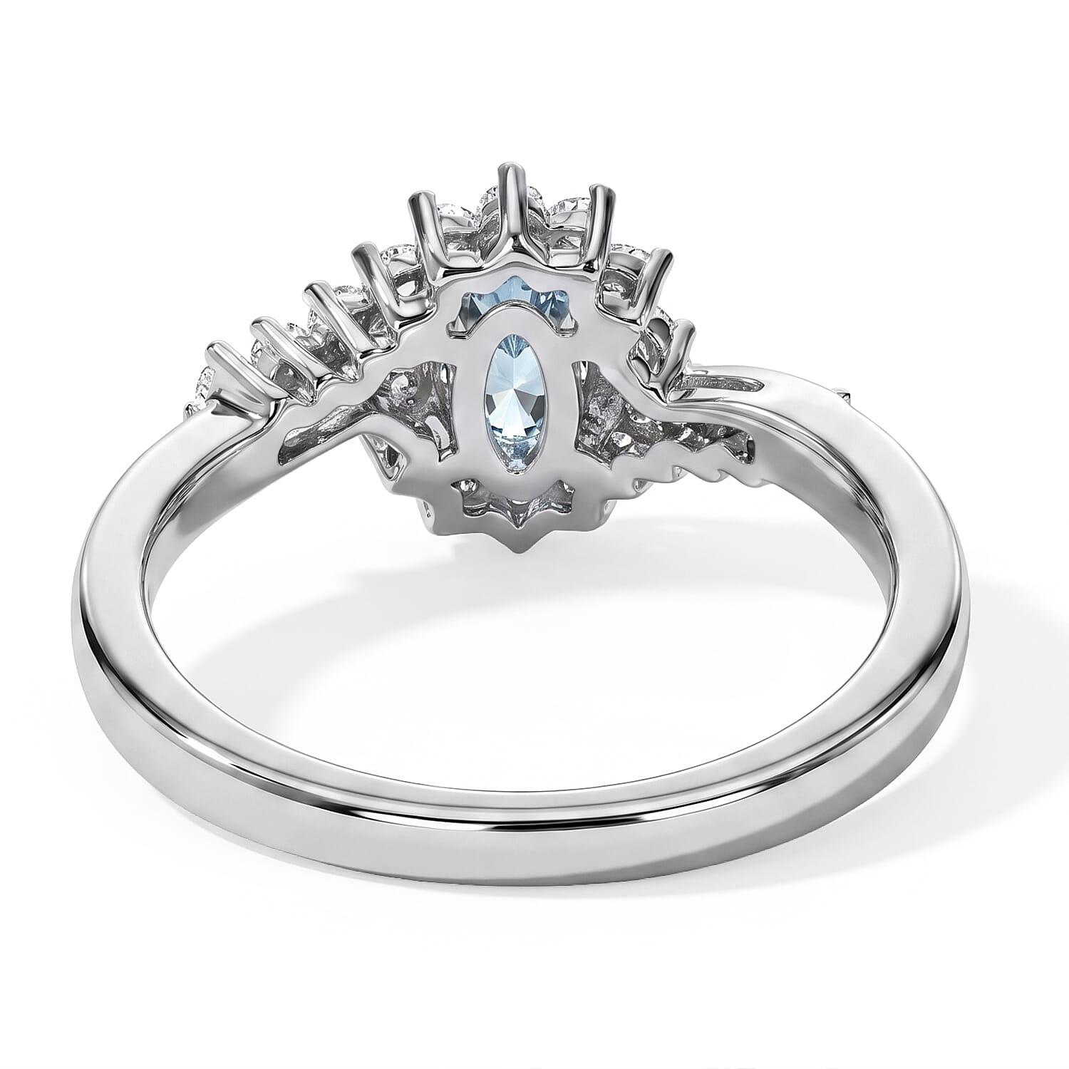D'Joy Mint Apatite and White Zircon 0.85 ctw Ring in Rhodium Over Sterling Silver (Size 6.0)