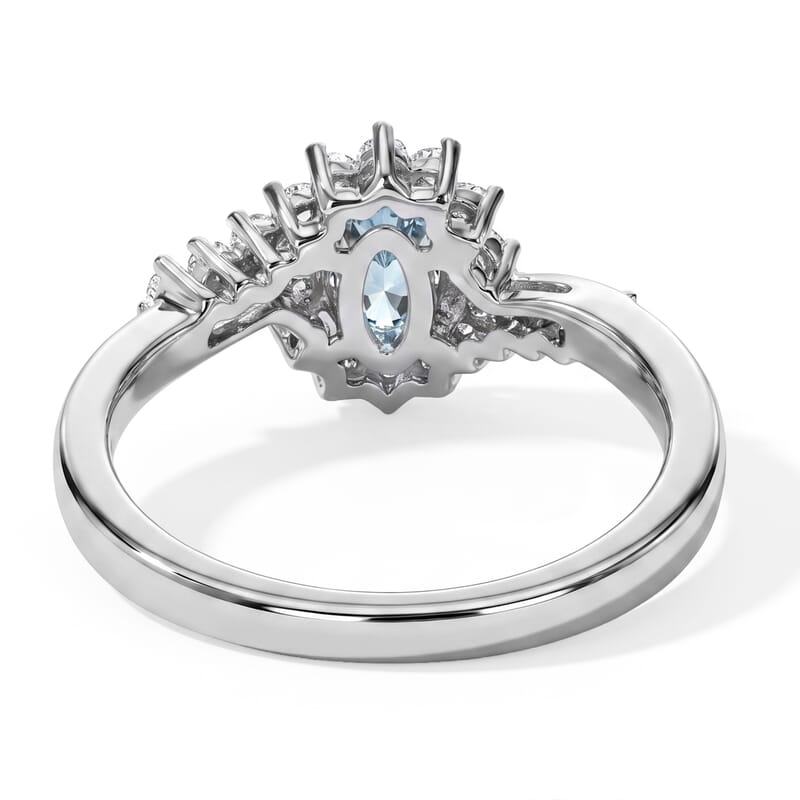 D'Joy Mint Apatite and White Zircon 0.85 ctw Ring in Rhodium Over Sterling Silver (Size 6.0)