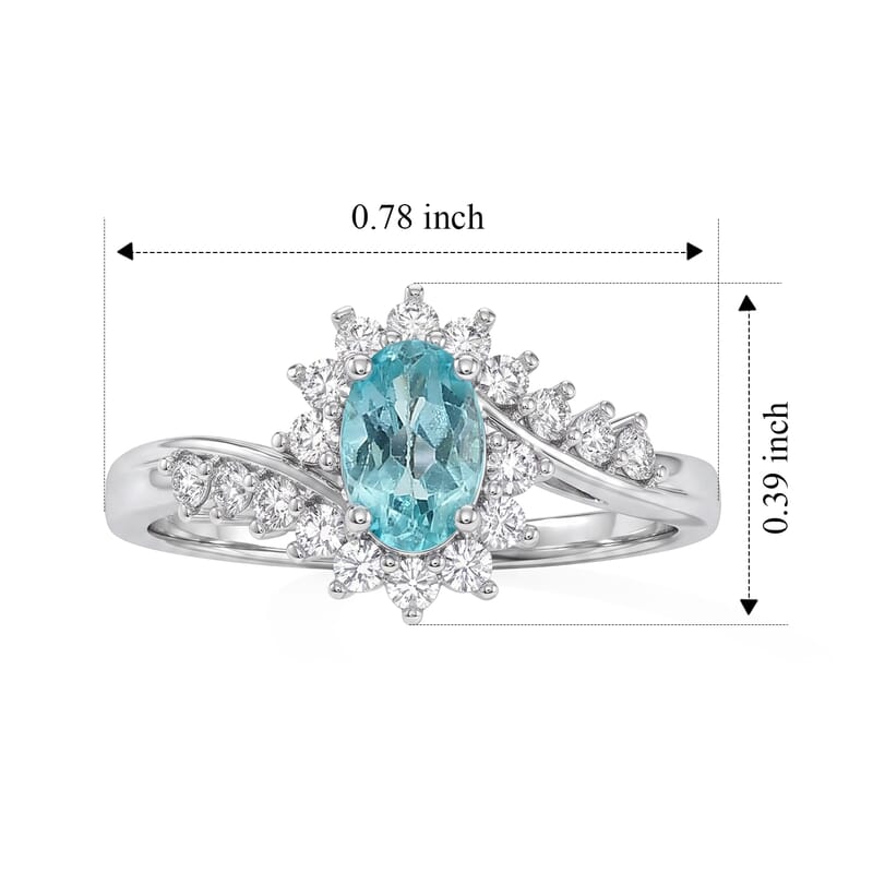 D'Joy Mint Apatite and White Zircon 0.85 ctw Ring in Rhodium Over Sterling Silver (Size 6.0)
