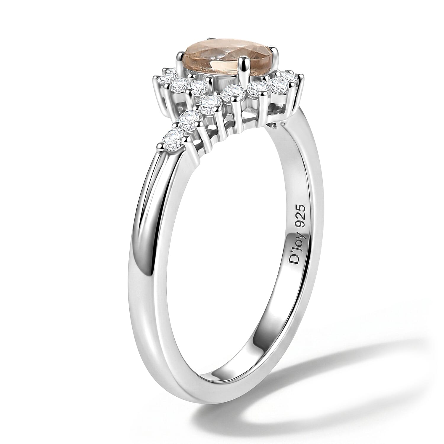 D'Joy Yellow Scapolite and White Zircon 0.85 ctw Ring in Rhodium Over Sterling Silver (Size 6.0)