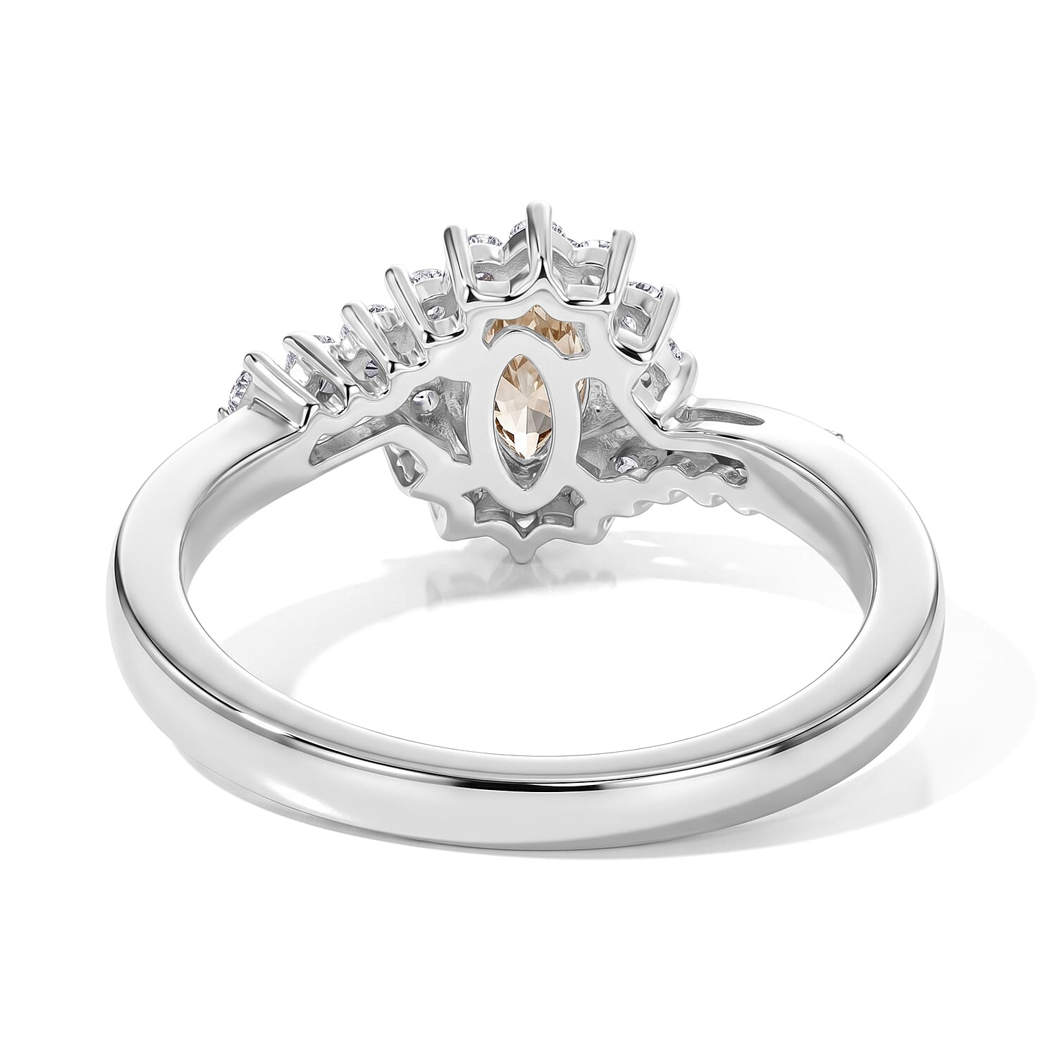 D'Joy Yellow Scapolite and White Zircon 0.85 ctw Ring in Rhodium Over Sterling Silver (Size 6.0)