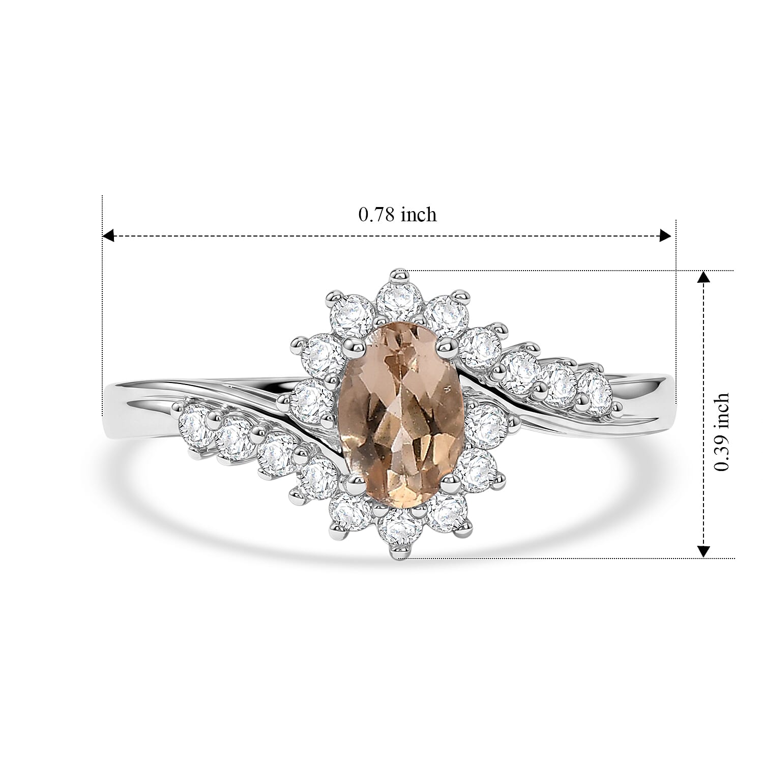 D'Joy Yellow Scapolite and White Zircon 0.85 ctw Ring in Rhodium Over Sterling Silver (Size 6.0)