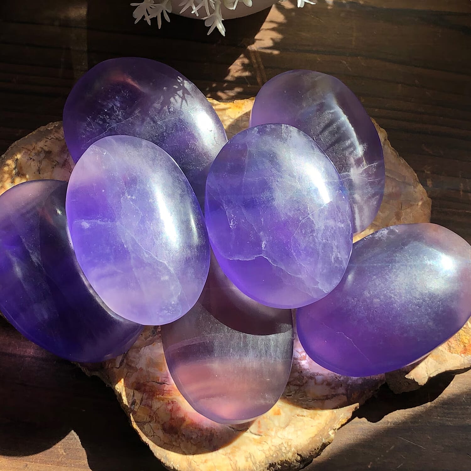 Purple Fluorite Palm Stone