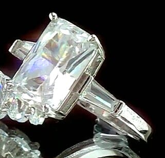 Simulated Diamond Radiant Ring in Silvertone (Size 6.0)
