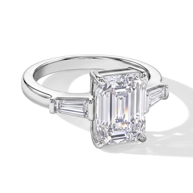 Simulated Diamond Radiant Ring in Silvertone (Size 6.0)