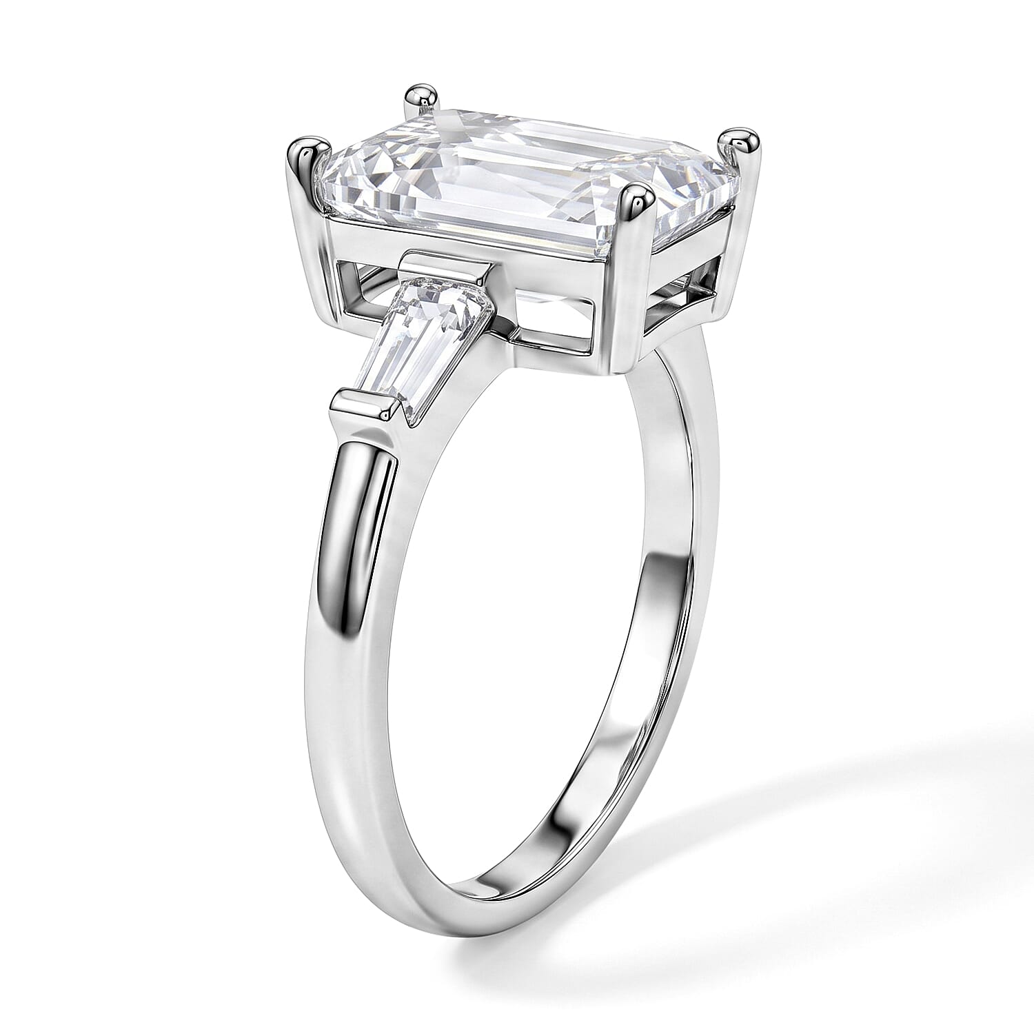 Simulated Diamond Radiant Ring in Silvertone (Size 6.0)