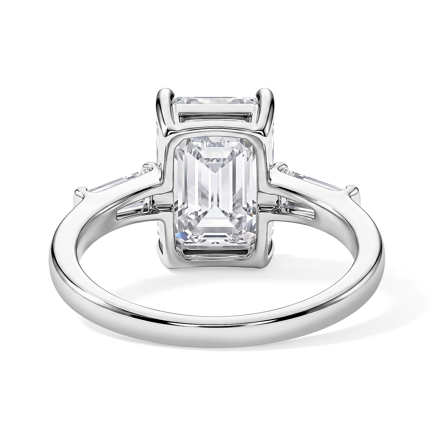 Simulated Diamond Radiant Ring in Silvertone (Size 6.0)