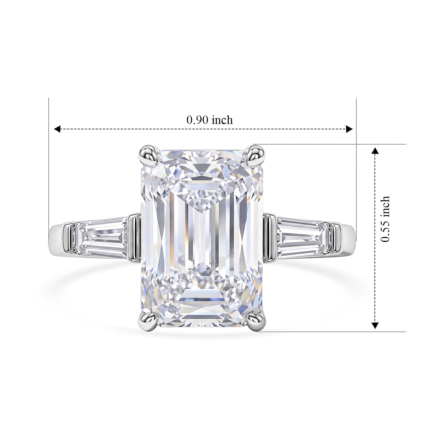 Simulated Diamond Radiant Ring in Silvertone (Size 6.0)