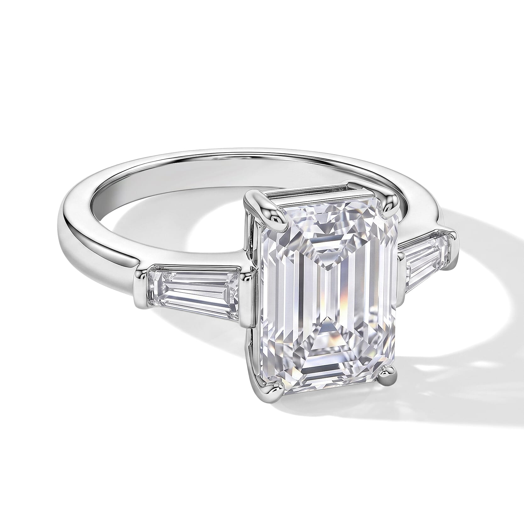 Simulated Diamond Radiant Ring in Silvertone (Size 8.0)