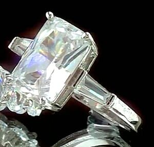 Simulated Diamond Radiant Ring in Silvertone (Size 9.0)