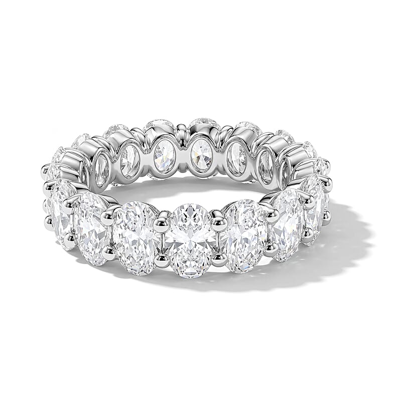 Simulated Diamond Band Ring in Silvertone (Size 7.0)