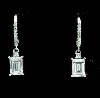 Simulated Diamond Drop Earrings in Silvertone (Size 10.0)