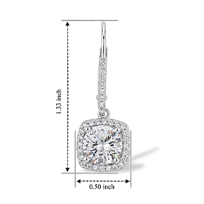 Simulated Diamond Drop Earrings in Silvertone (Size 10.0)