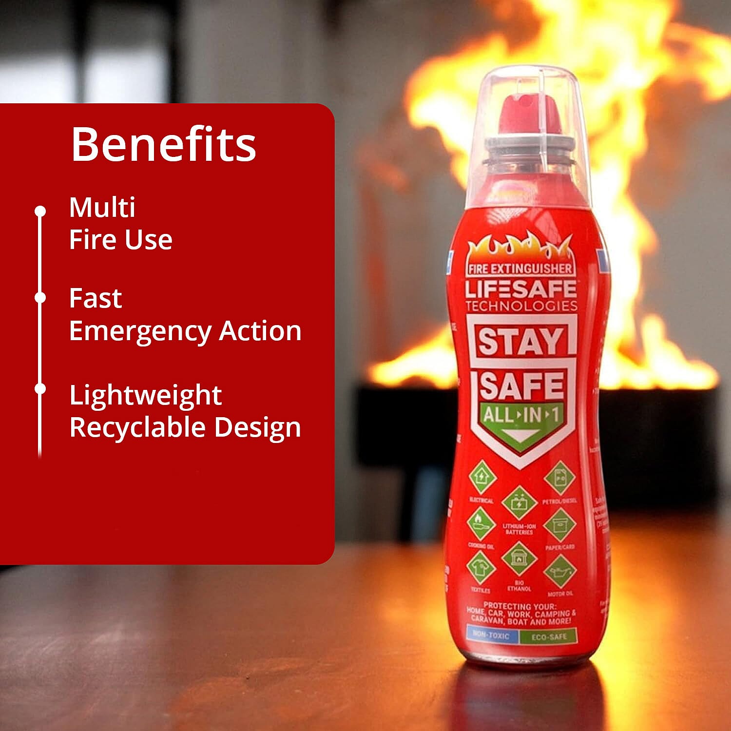 Lifesafe Technologies StaySafe All-in-1 Fire Extinguisher