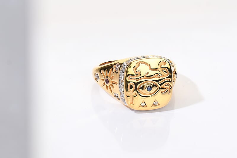 D'Joy Rachel Roy Orrisa Rhodolite Garnet, Blue Sapphire and White Zircon 0.70 ctw Ring in 18K Vermeil Yellow Gold Over Sterling Silver (Size 7.0)