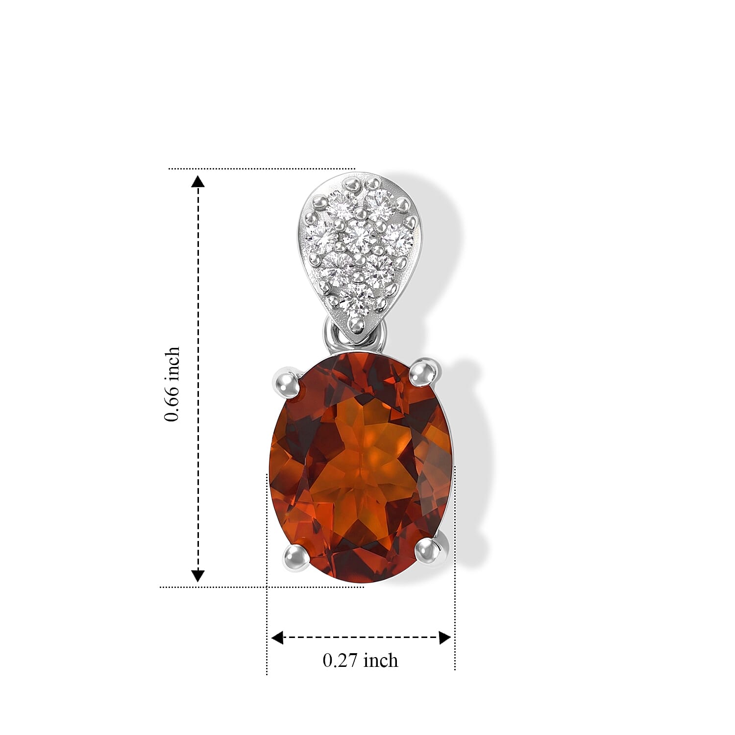 D'Joy Cherry Citrine and White Zircon 3.50 ctw Dangling Earrings in Rhodium Over Sterling Silver