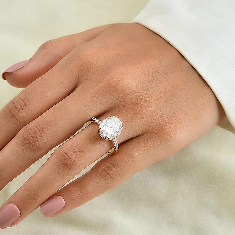 D'Joy Rachel Roy Moissanite 5.35 ctw Ring in 18K Vermeil Yellow Gold Over Sterling Silver (Size 7.0)