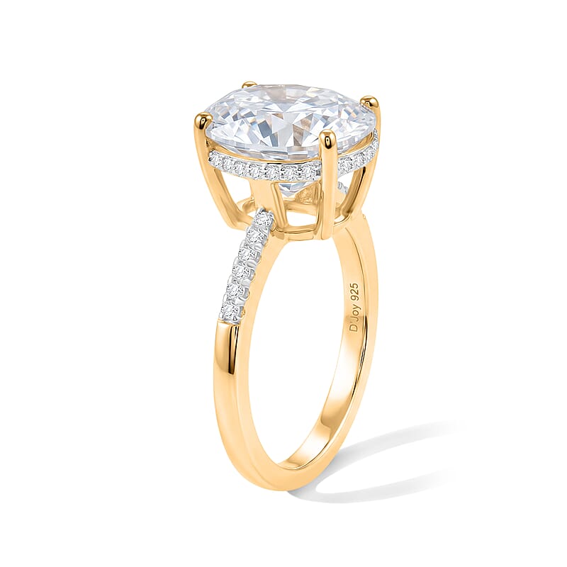 D'Joy Rachel Roy Moissanite 5.35 ctw Ring in 18K Vermeil Yellow Gold Over Sterling Silver (Size 7.0)