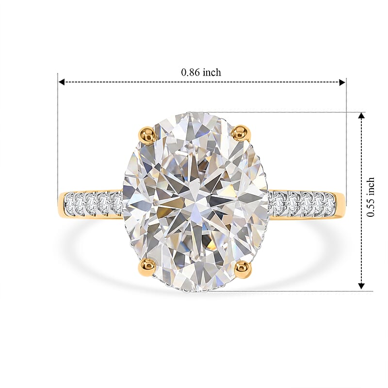 D'Joy Rachel Roy Moissanite 5.35 ctw Ring in 18K Vermeil Yellow Gold Over Sterling Silver (Size 7.0)