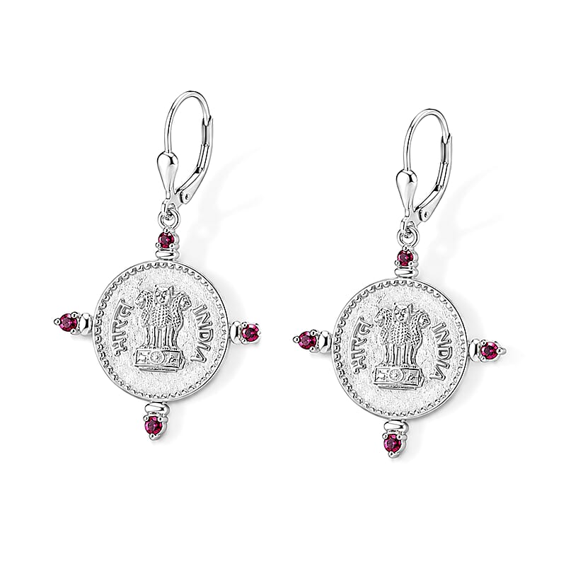 D'Joy Rachel Roy Premium Orissa Rhodolite Garnet 0.50 ctw Earrings in Rhodium Over Sterling Silver