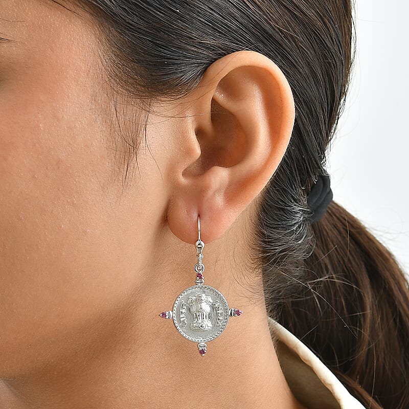 D'Joy Rachel Roy Premium Orissa Rhodolite Garnet 0.50 ctw Earrings in Rhodium Over Sterling Silver