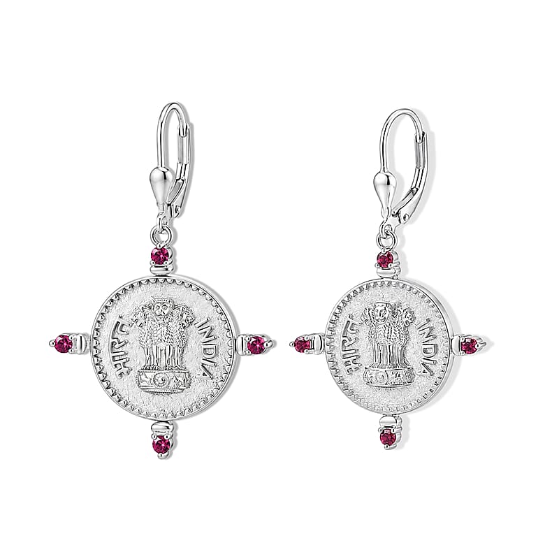 D'Joy Rachel Roy Premium Orissa Rhodolite Garnet 0.50 ctw Earrings in Rhodium Over Sterling Silver
