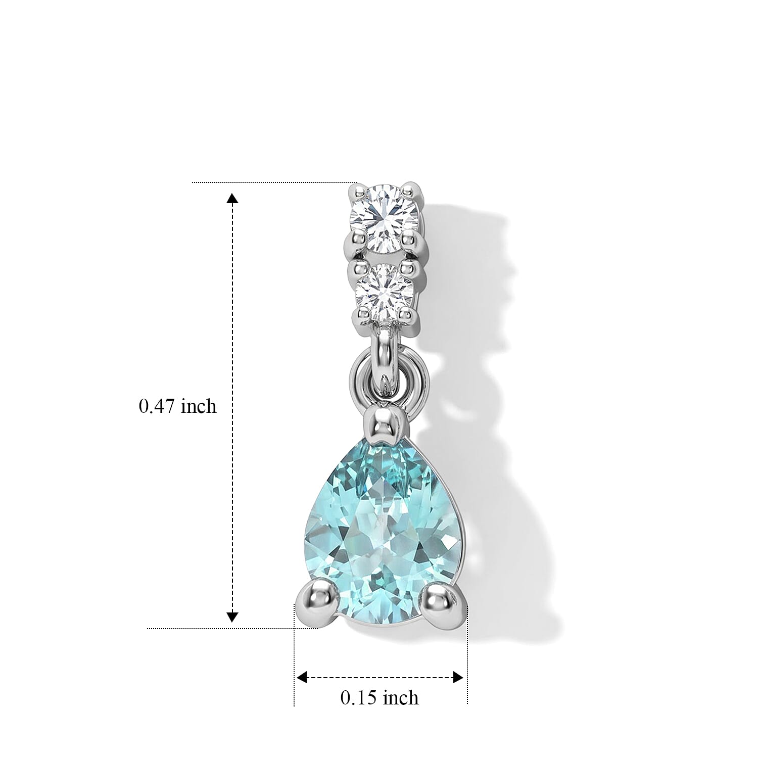D'Joy Mint Apatite and White Zircon 0.80 ctw Dangling Earrings in Rhodium Over Sterling Silver