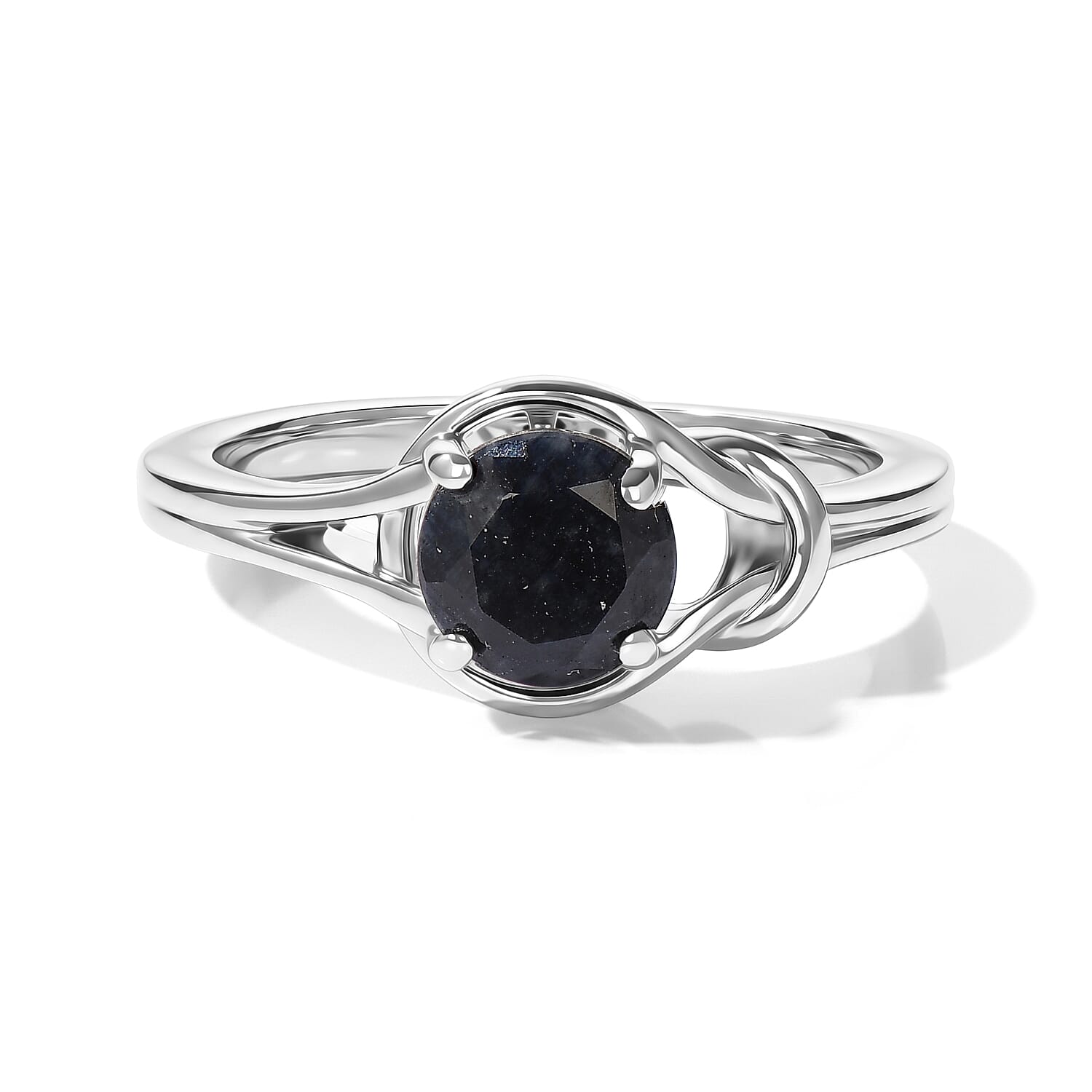D'Joy Midnight Sapphire 1.35 ctw Solitaire Ring in Rhodium Over Sterling Silver (Size 10.0)