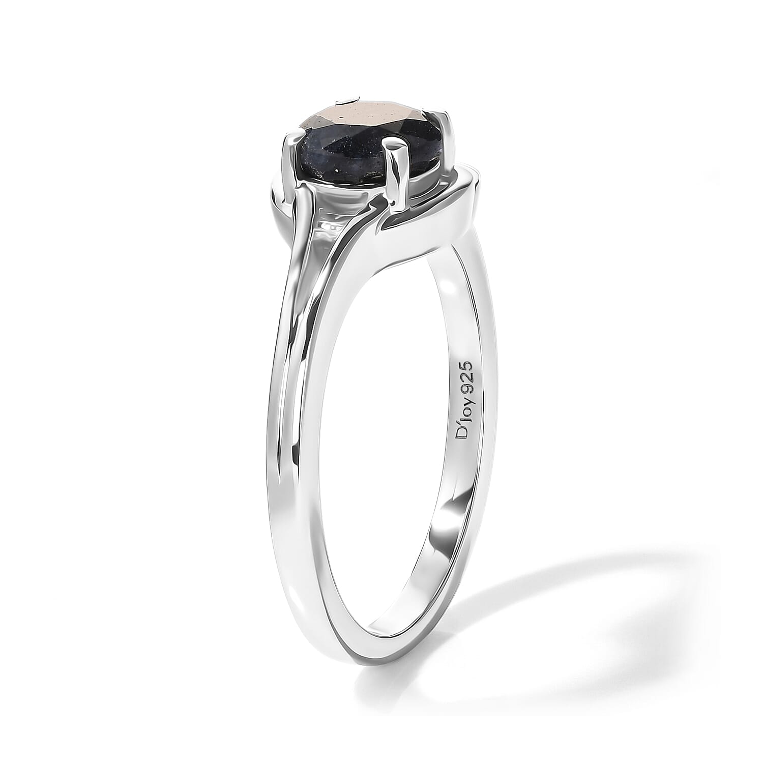 D'Joy Midnight Sapphire 1.35 ctw Solitaire Ring in Rhodium Over Sterling Silver (Size 10.0)