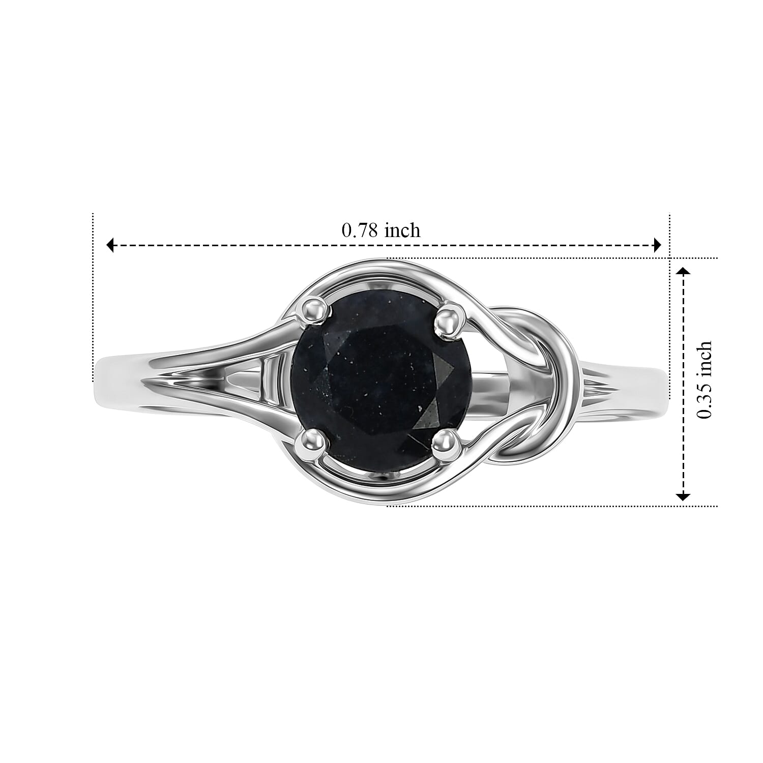 D'Joy Midnight Sapphire 1.35 ctw Solitaire Ring in Rhodium Over Sterling Silver (Size 10.0)