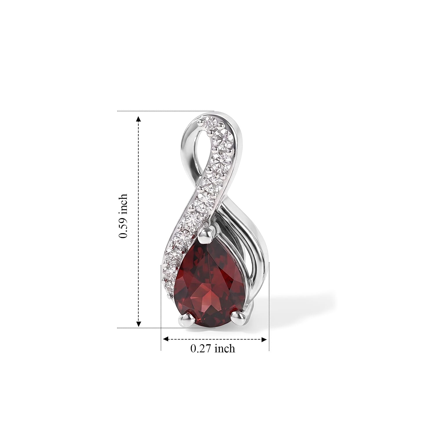 D'Joy Orissa Rose Garnet and White Zircon 2.10 ctw Earrings in Rhodium Over Sterling Silver
