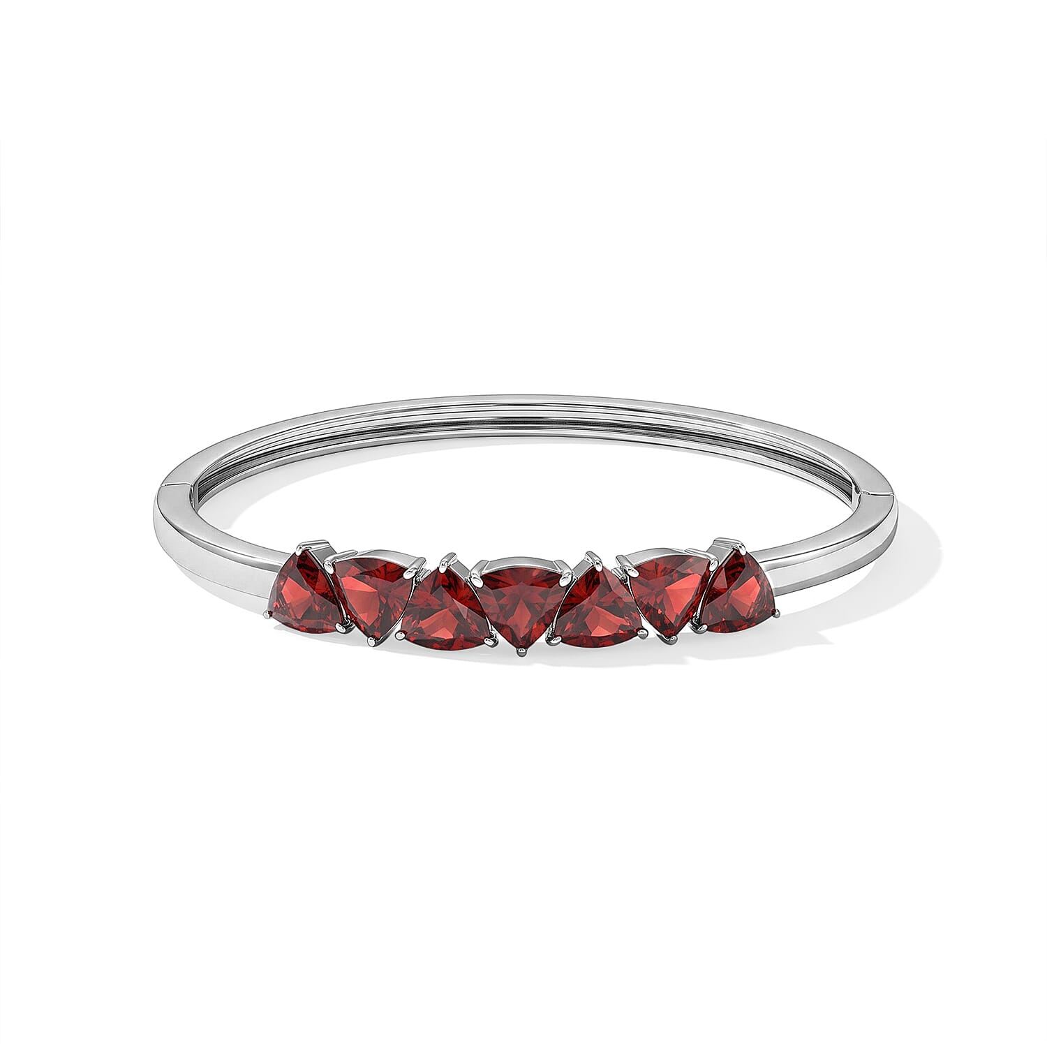 EverTrue Mozambique Garnet 11.65 ctw Bangle Bracelet in Stainless Steel (7.25 In)