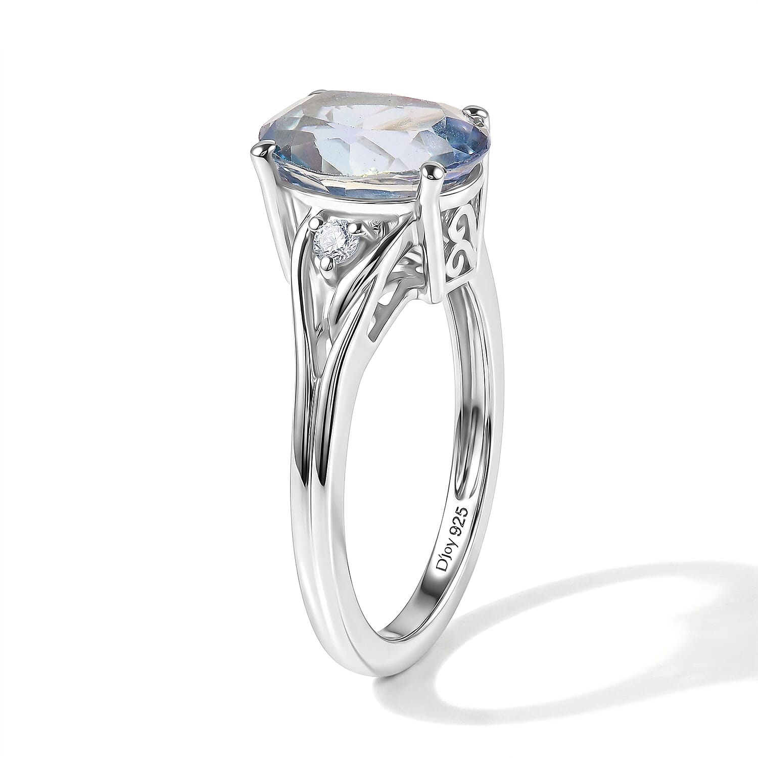 D'Joy Cassiopeia Mystic Topaz and White Zircon 4.25 ctw Ring in Rhodium Over Sterling Silver (Size 10.0)