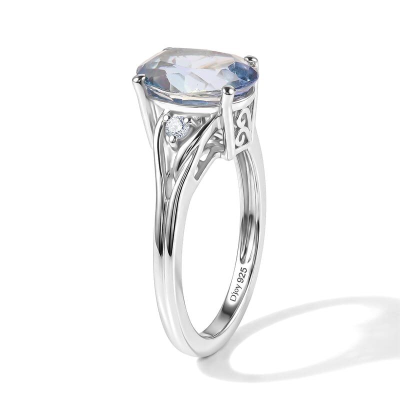 D'Joy Cassiopeia Mystic Topaz and White Zircon 4.25 ctw Ring in Rhodium Over Sterling Silver (Size 10.0)