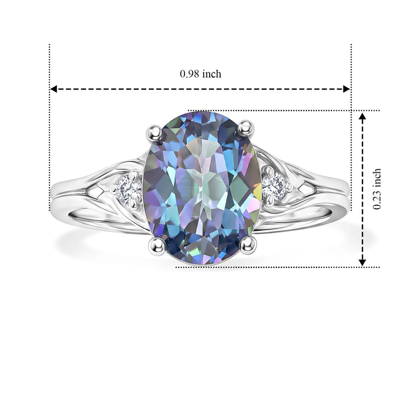 D'Joy Cassiopeia Mystic Topaz and White Zircon 4.25 ctw Ring in Rhodium Over Sterling Silver (Size 10.0)