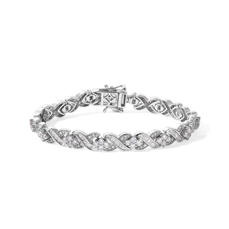 Luxuriant Lab Grown Diamond SI 5.00 ctw Tennis Bracelet in Rhodium Over Sterling Silver (7.25 In)