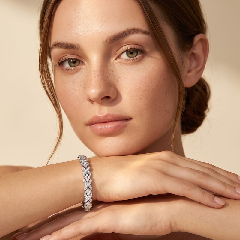Luxuriant Lab Grown Diamond SI 5.00 ctw Tennis Bracelet in Rhodium Over Sterling Silver (7.25 In)