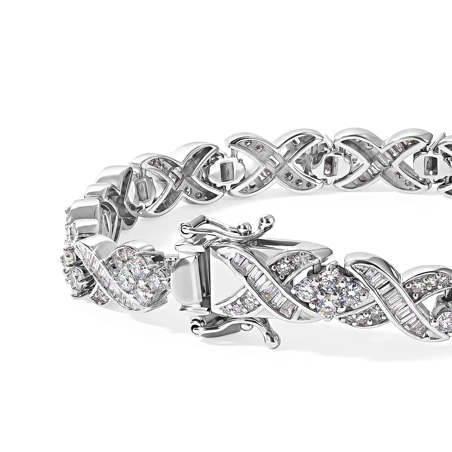 Luxuriant Lab Grown Diamond SI 5.00 ctw Tennis Bracelet in Rhodium Over Sterling Silver (7.25 In)