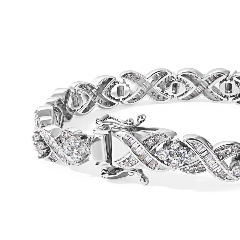 Luxuriant Lab Grown Diamond SI 5.00 ctw Tennis Bracelet in Rhodium Over Sterling Silver (7.25 In)